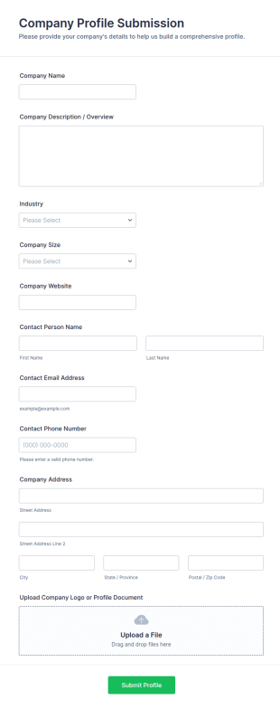 Company Profile Submission Form Template