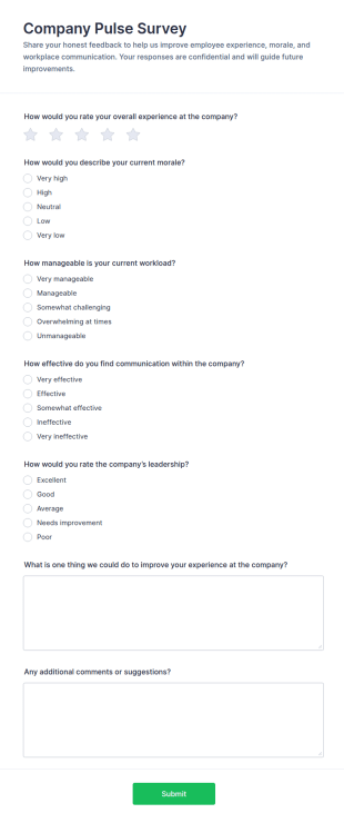 Company Pulse Survey Form Template