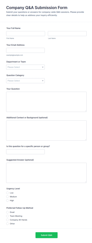 Company Q&A Submission Form Template