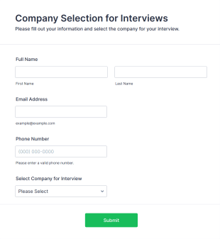 Company Selection For Interviews Form Template