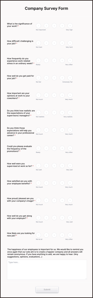 Company Survey Form Template