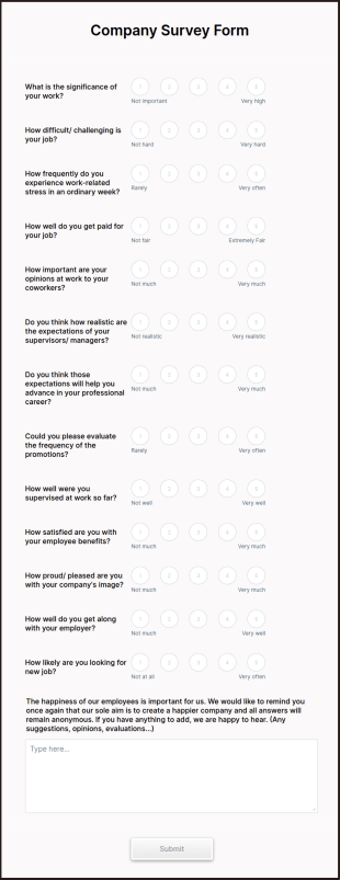 Company Survey Form Template