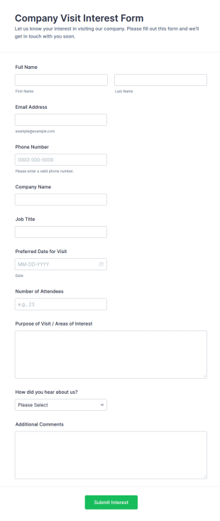 Company Visit Interest Form Template
