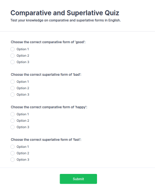 Comparative And Superlative Quiz Form Template