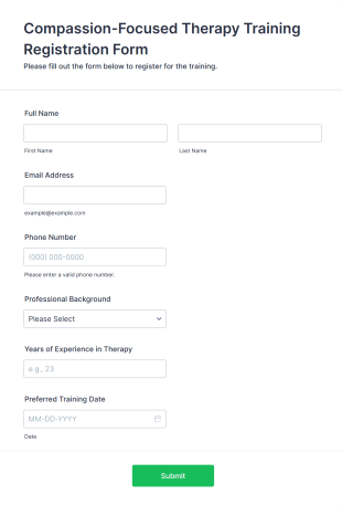 Compassion Focused Therapy Training Registration Form Template