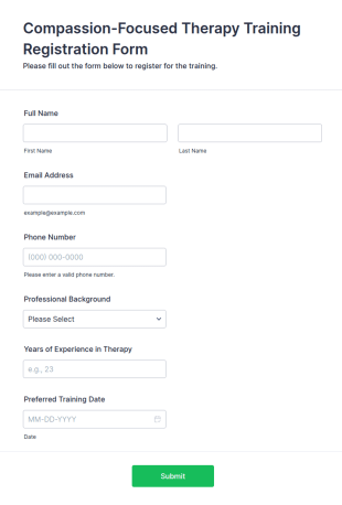 Compassion Focused Therapy Training Registration Form Template