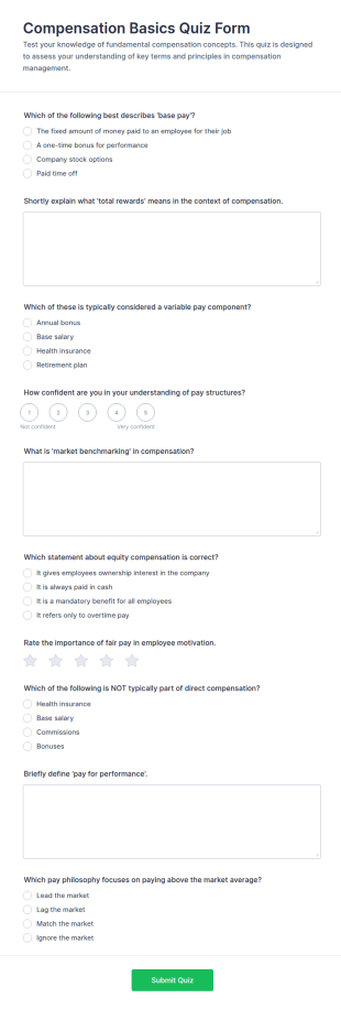 Compensation Basics Quiz Form Template