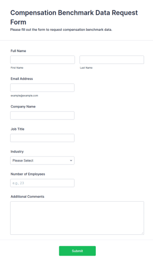 Compensation Benchmark Data Request Form Template