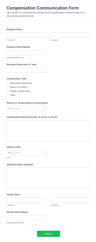 Compensation Communication Form Template
