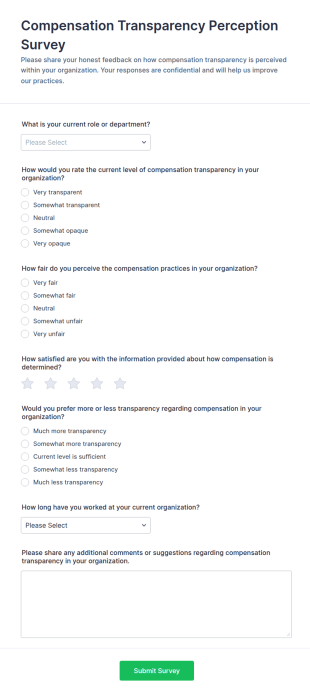 Compensation Transparency Perception Survey Form Template