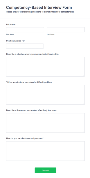 Competency Based Interview Form Template