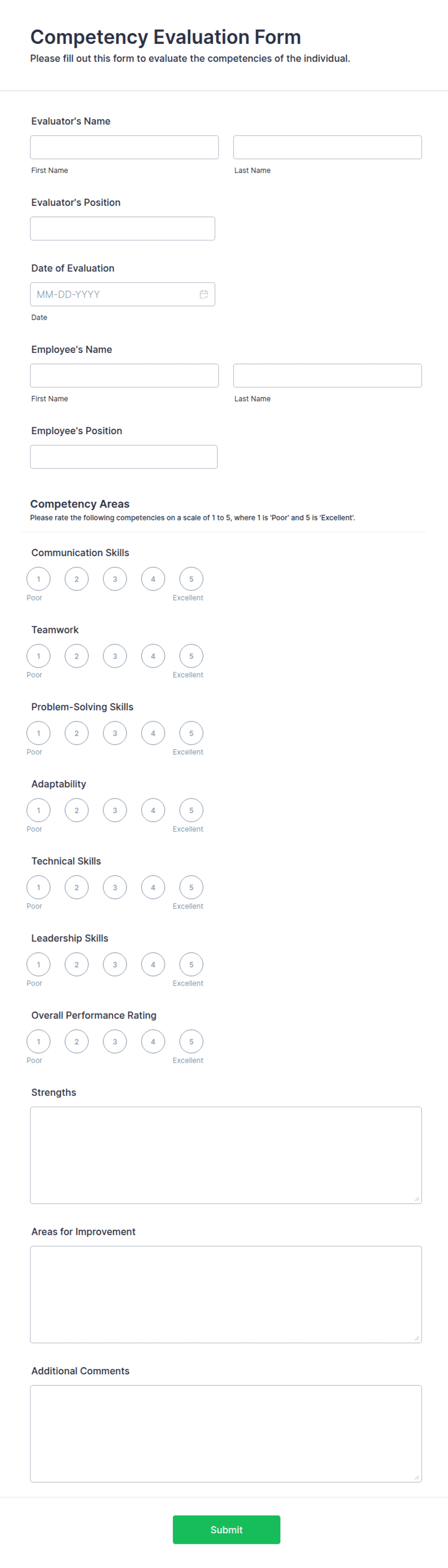 Competency Evaluation Form Template | Jotform