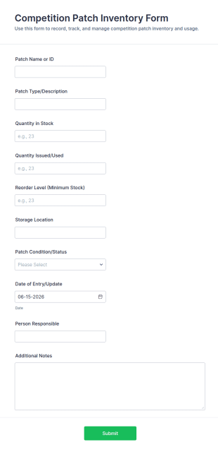 Competition Patch Inventory Form Template