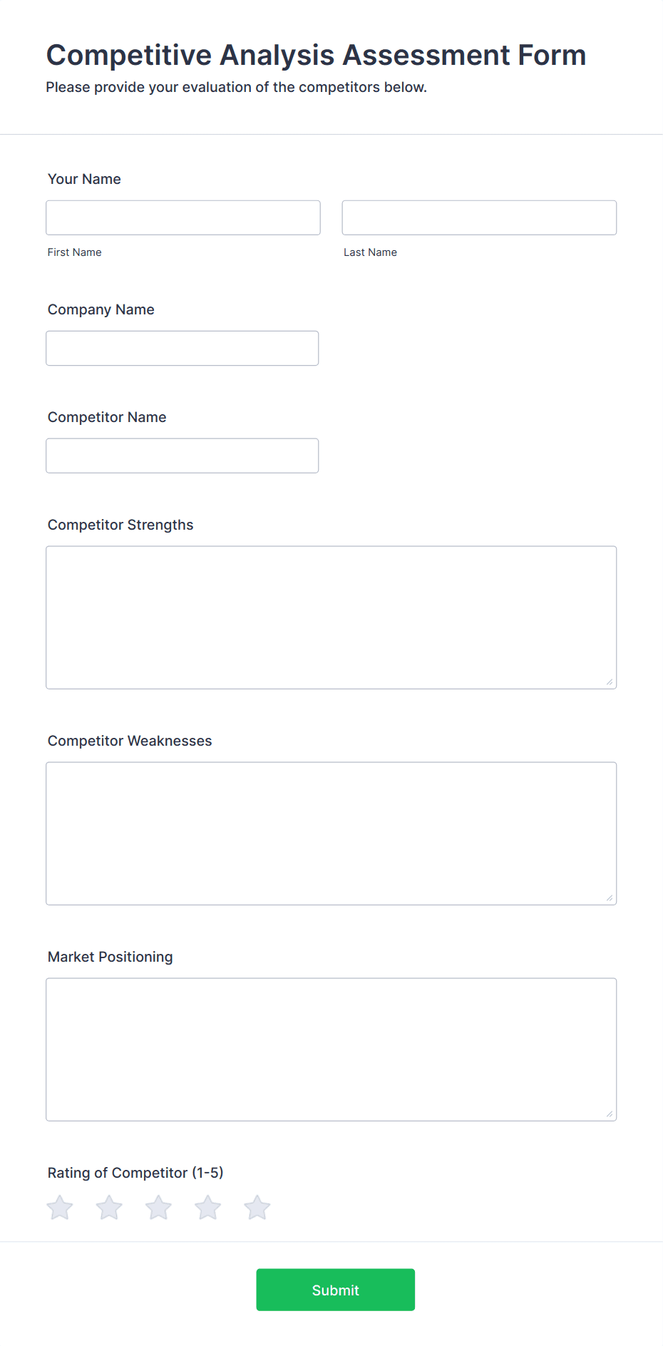 Competitive Analysis Assessment Form Template | Jotform