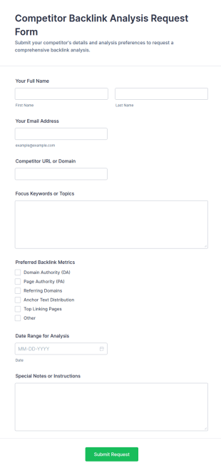 Competitor Backlink Analysis Request Form Template