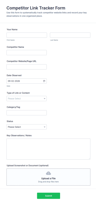 Competitor Link Tracker Form Template
