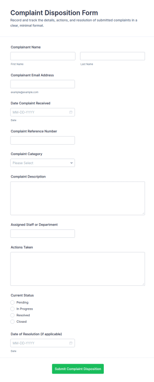 Complaint Disposition Form Template