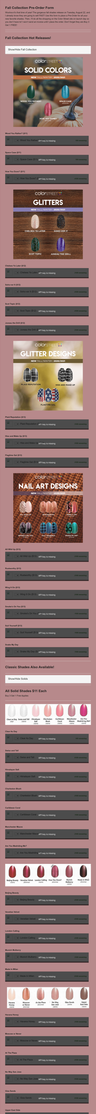 Nail Fall Collection Pre Order Form Template