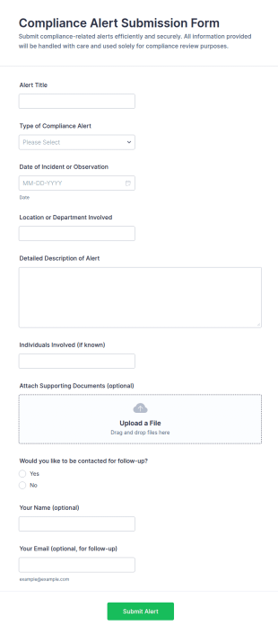 Compliance Alert Submission Form Template