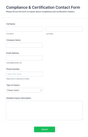 Compliance & Certification Contact Form Template