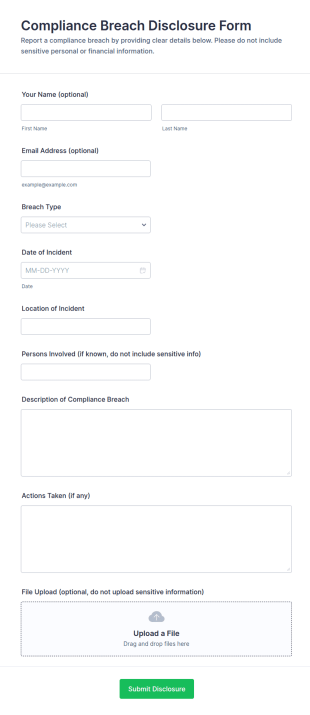 Compliance Breach Disclosure Form Template