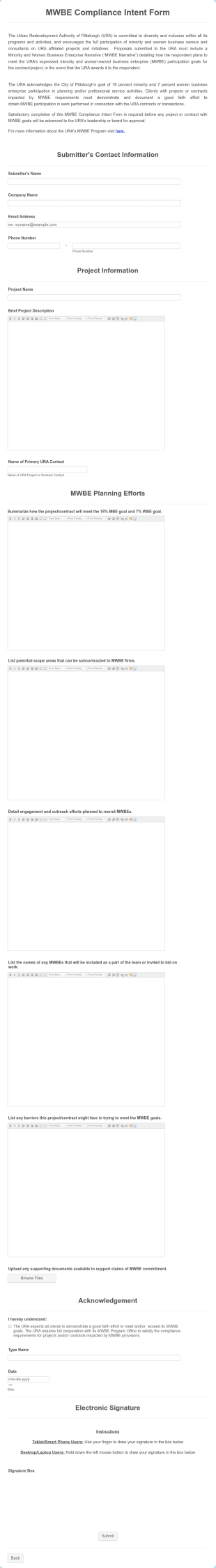 Compliance Intent Form Template