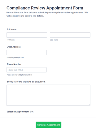 Compliance Review Appointment Form Template