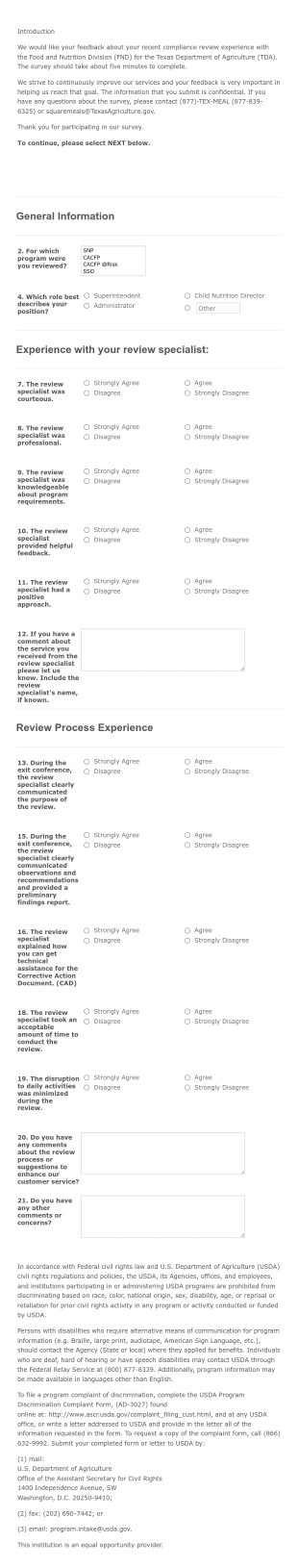 Compliance Review Experience Survey Form Template