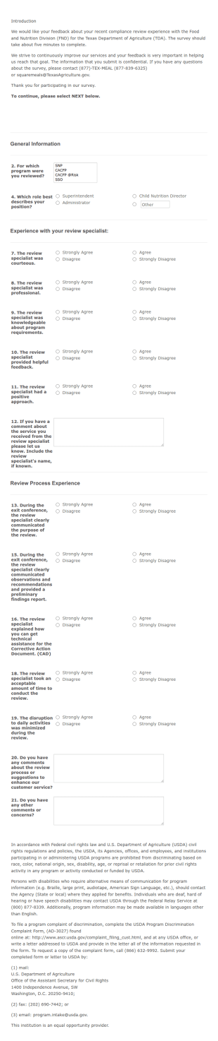 Compliance Review Experience Survey Form Template