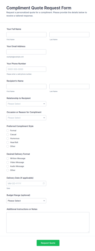 Compliment Quote Request Form Template