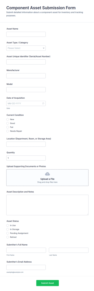 Component Asset Submission Form Template