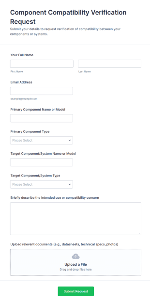 Component Compatibility Verification Request Form Template