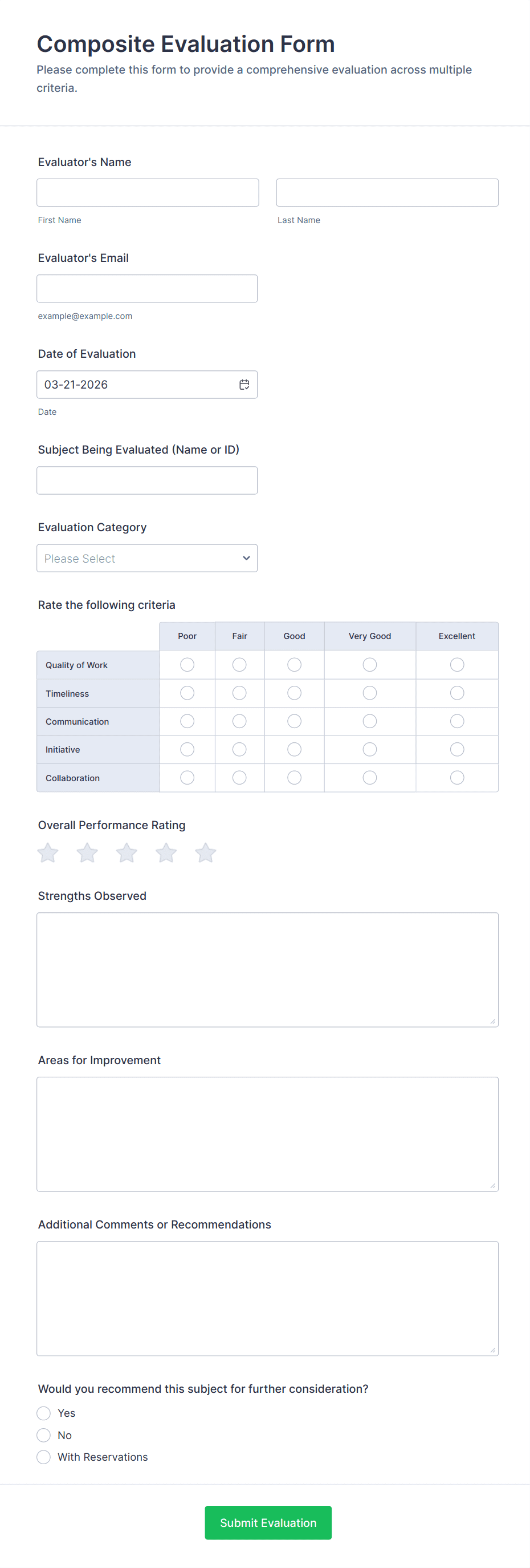 Composite Evaluation Form Template | Jotform
