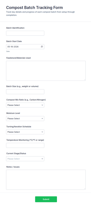 Compost Batch Tracking Form Template