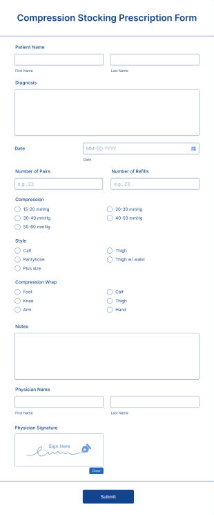 Compression Stocking Prescription Form Template