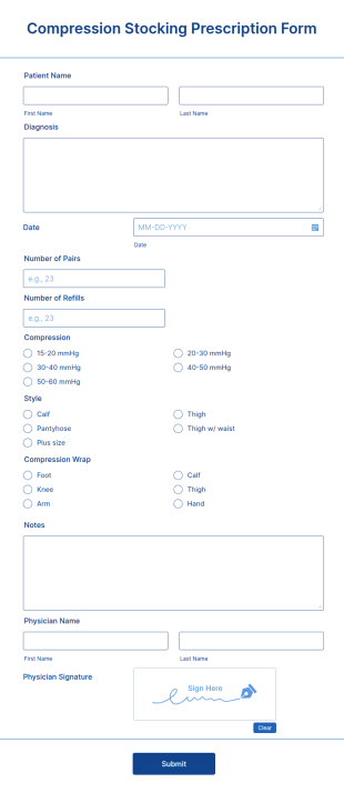 Compression Stocking Prescription Form Template