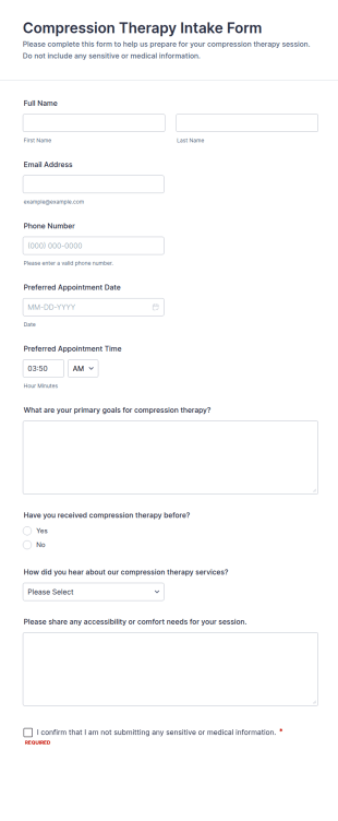 Compression Therapy Intake Form Template