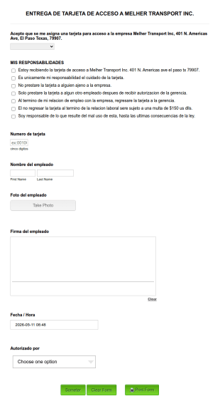 Compromiso Laboral Y Entrega De Acceso A Instalaciones De Empresa