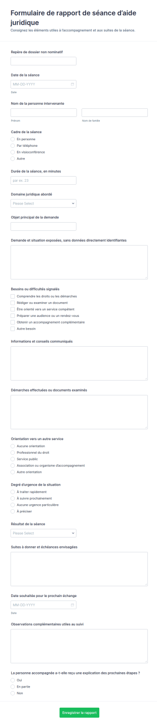 Compte Rendu D’une Séance D’aide Juridique