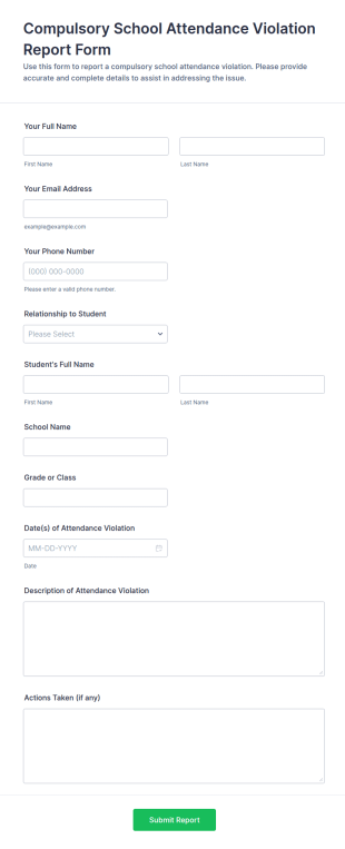 Compulsory School Attendance Violation Report Form Template