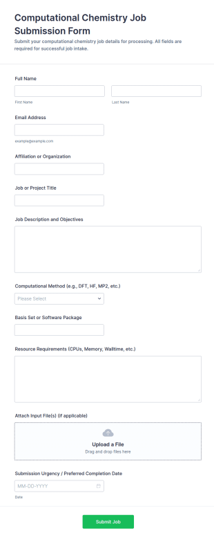 Computational Chemistry Job Submission Form Template