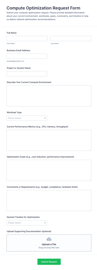 Compute Optimization Request Form Template