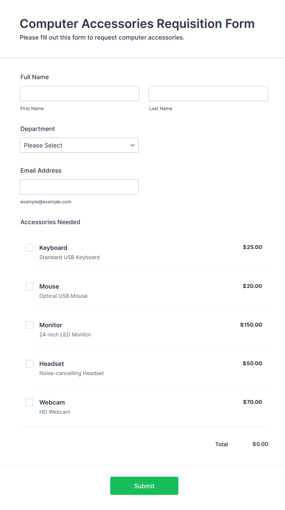 Computer Accessories Requisition Form Template | Jotform