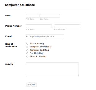 Computer Assistance Form Template