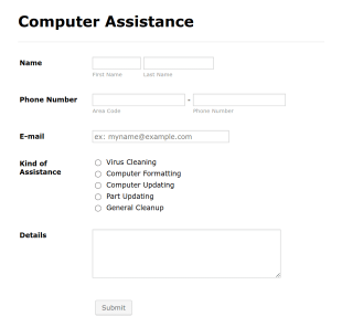 Computer Assistance Form Template