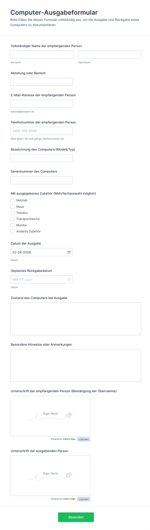 Computer Ausgabeformular