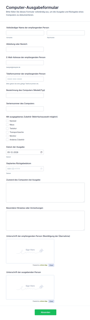 Computer Ausgabeformular