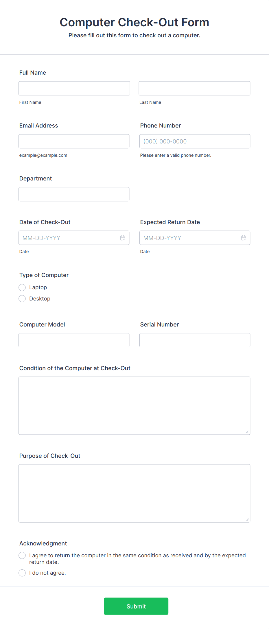 Computer Check-Out Form Template | Jotform