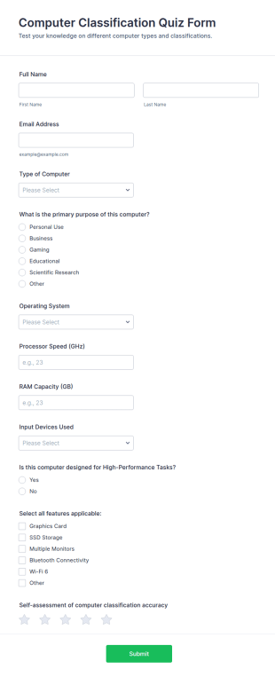 Computer Classification Quiz Form Template
