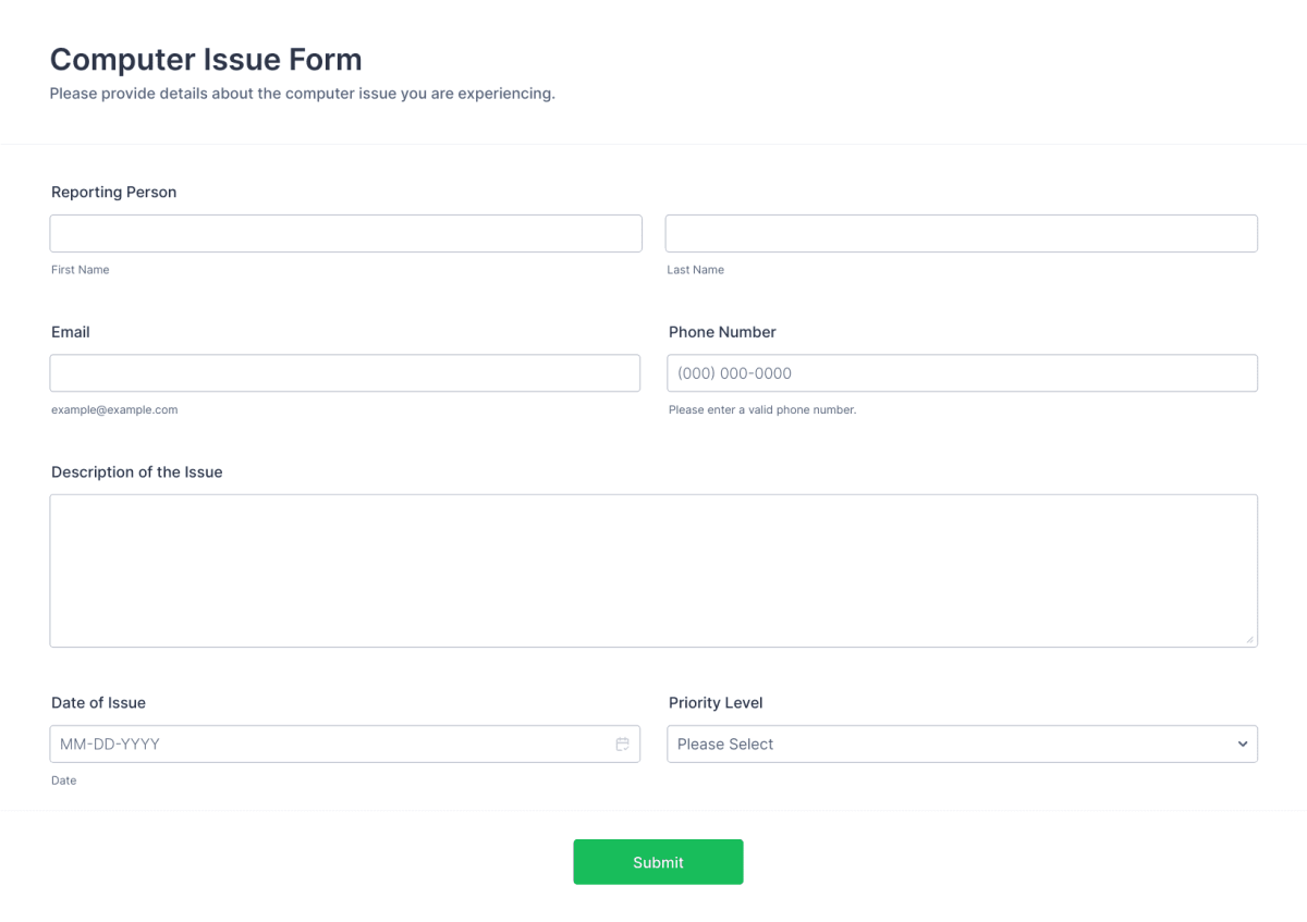 Computer Issue Form Template | Jotform